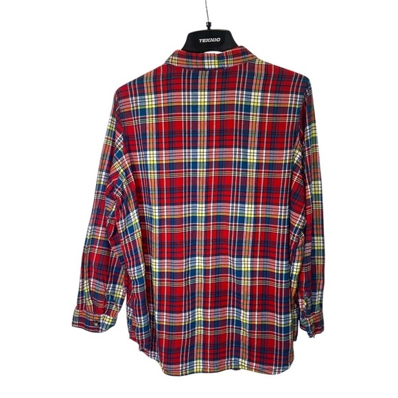 WOMAN WITHIN Red Plaid size Large (18-20) flannel long sleeve button up Shirt - Picture 3 of 6